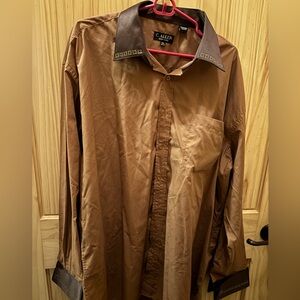 C. Allen embellished long sleeve button up Men's Brown Shirt size 18.5 (36/37)